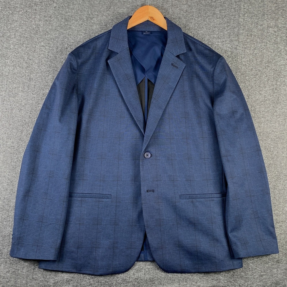 Mizzen Main Blazer Jacket Men 2XL Blue Glen Plaid Performance Stretch Modern